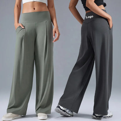 Women's Wide-Leg Yoga Pants - High-Waisted, Flowy Lounge Sweatpants with Pockets for Casual, Workout, and Pajama Wear Karylle