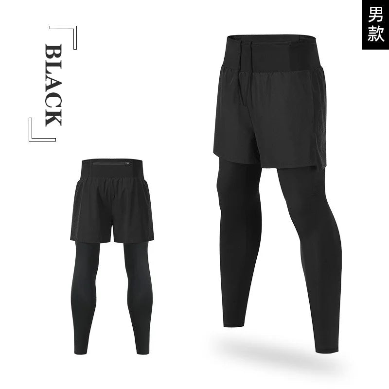 Men's Breathable Quick Dry Gym Leggings Elastic Waist Compression Tights for Fitness Running Training Workout Solid Alin