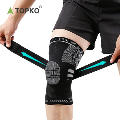 Knitted Elastic Nylon Knee Support Compression Sleeve with Adjustable Belt for Sports & Pain Relief