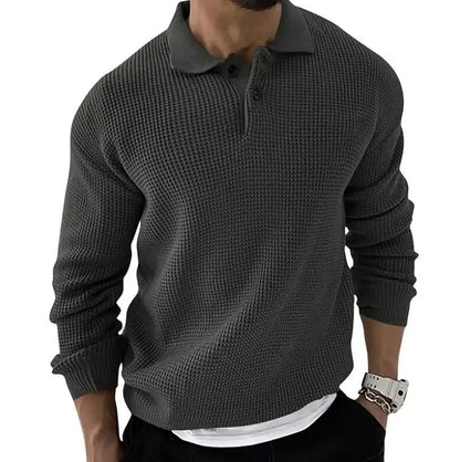 Men’s Solid Color Knitted Button Sweater – Casual Spring Pullover Rody