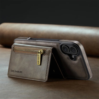 Premium Luxury Zipper Wallet Phone Case | 2-in-1 Detachable Case with Multi-Card Slots for iPhone 16, 15, 14 Pro Max