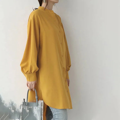 Women's Long Sleeve Blouse Loose Mid-Length Casual Office Top
