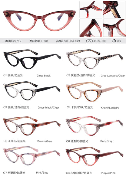 Women's Photochromic Blue Light Blocking Eyeglasses - TR90 Cat Eye Fashion Frames