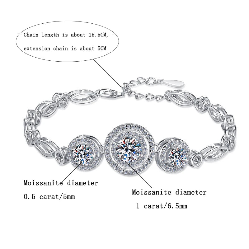 S925 Silver 2-Carat Moissanite Round Bead Bracelet Leslie