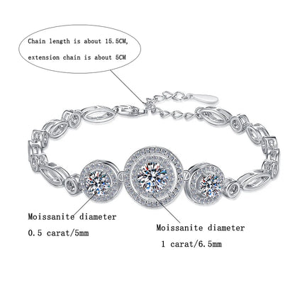 S925 Silver 2-Carat Moissanite Round Bead Bracelet Leslie