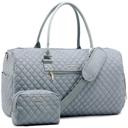 LOVEVOOK 2022 Luxury Quilted Weekender Duffel Bag - Custom Canvas Travel Bag for Men & Women Glazy