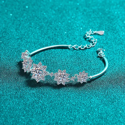1CT Moissanite Snowflake Bracelet – Luxurious 925 Sterling Silver, Rhodium-Plated Fashion Jewelry Georgia