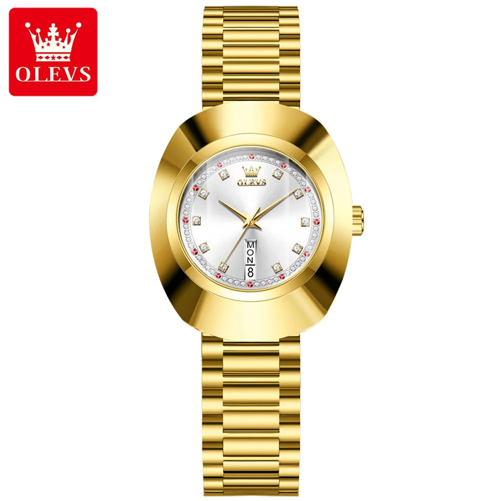 OLEVS 7017 Luxury Stainless Steel Women's Watch – Luminous, Diamond, Waterproof, Calendar Quartz Design