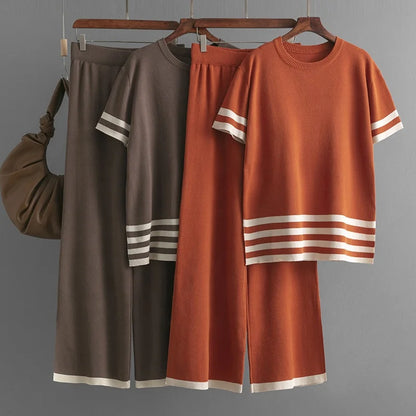 Women's Two-Piece Sweater Set – Solid Color Sweater & Half-Wrap Hip Skirt for Autumn and Winter Fashion Viena