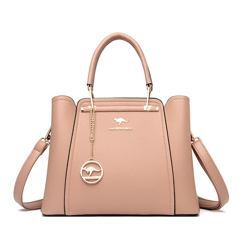 Luxury Leather Handbags for Women - Designer 3-Layer Shoulder & Crossbody Bags, Large Capacity Customized Tote