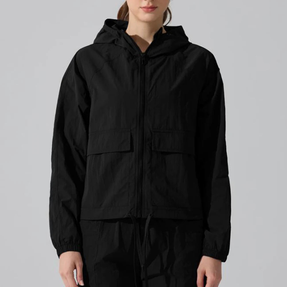 Women’s Quick‑Dry Yoga Jacket – Long‑Sleeve Zipper Fitness Top with Hood for Running & Sun Protection Mary Kay