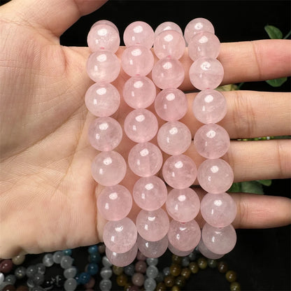 10MM Rose Quartz Healing Crystal Gemstone Beaded Stretch Bracelet – Energy, Love & Perfect Gift