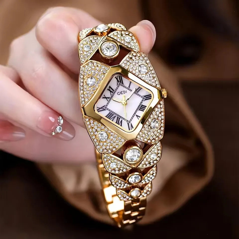 GEDI L008 Women’s Bracelet Watch – Elegant Rhinestone Luxury Quartz Wristwatch | Fashion High‑Quality Ladies’ Watch & Perfect Gift