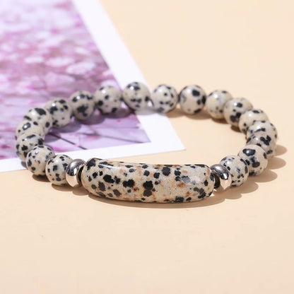 8mm Pink Crystal Bead Bracelet – Natural Stone Stretch Bracelet with Stainless Steel Accessories