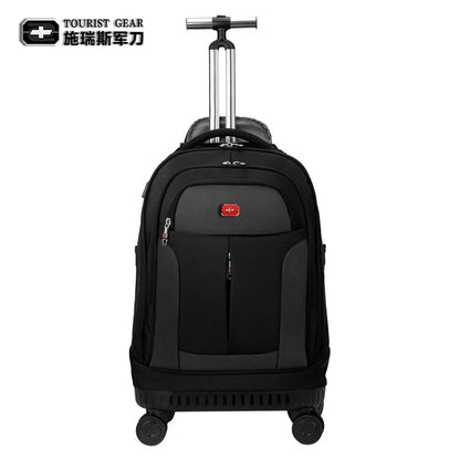Travel Trolley Backpack with Wheels – Durable Business Laptop Bag, Large Capacity Rolling Luggage for Outdoor Trips