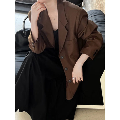 Women’s Retro Blazer Coat – Casual Long Sleeve Fashion Jacket, Vintage Style Outerwear for Office or Daily Wear