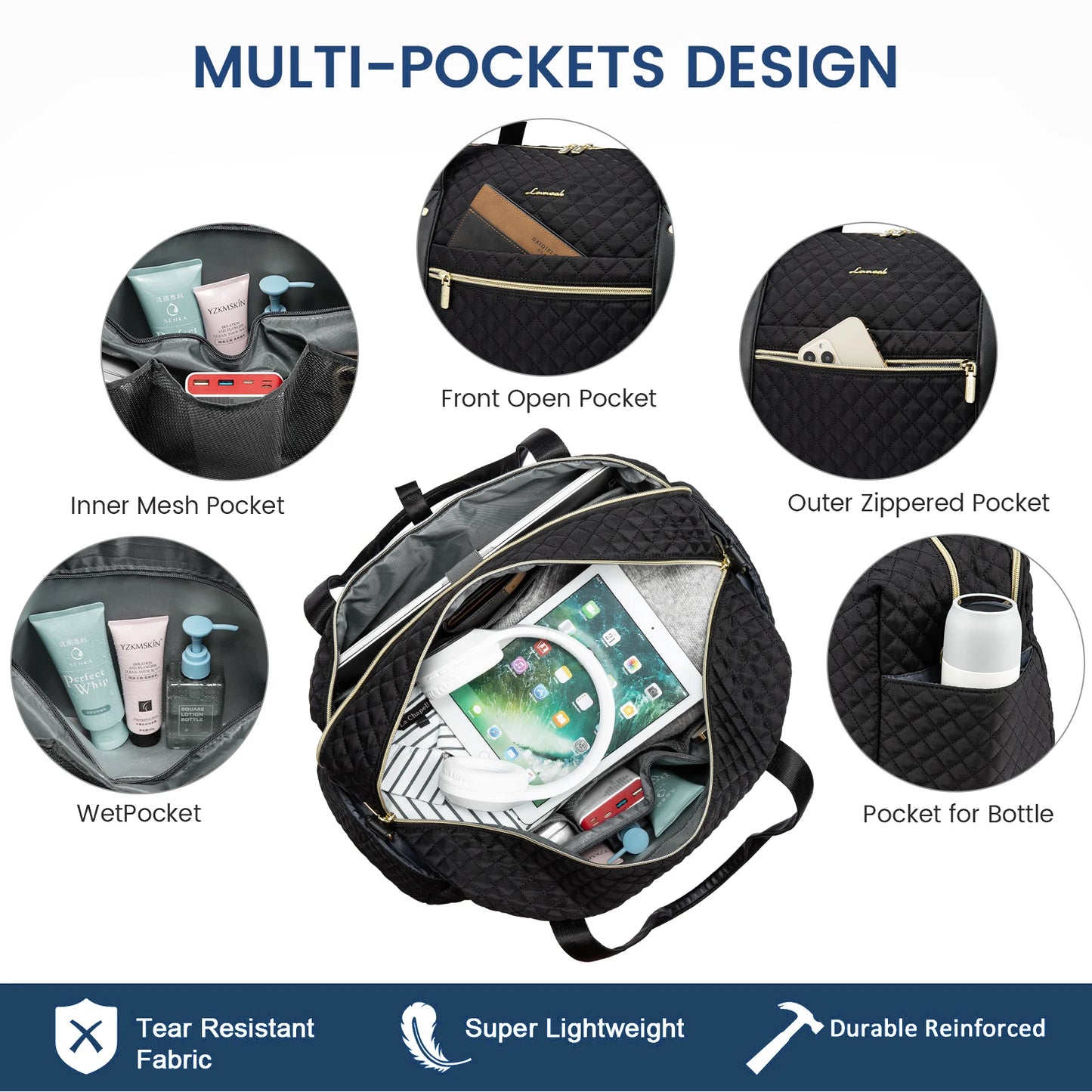 LOVEVOOK Waterproof Duffel Bag | Gym, Travel, and Weekender Bag for Men & Women