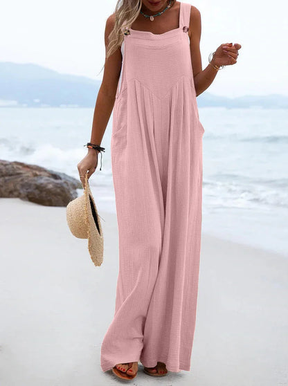 Women's Wide-Leg Overalls | Casual Cotton Linen Baggy Jumpsuit Shaina