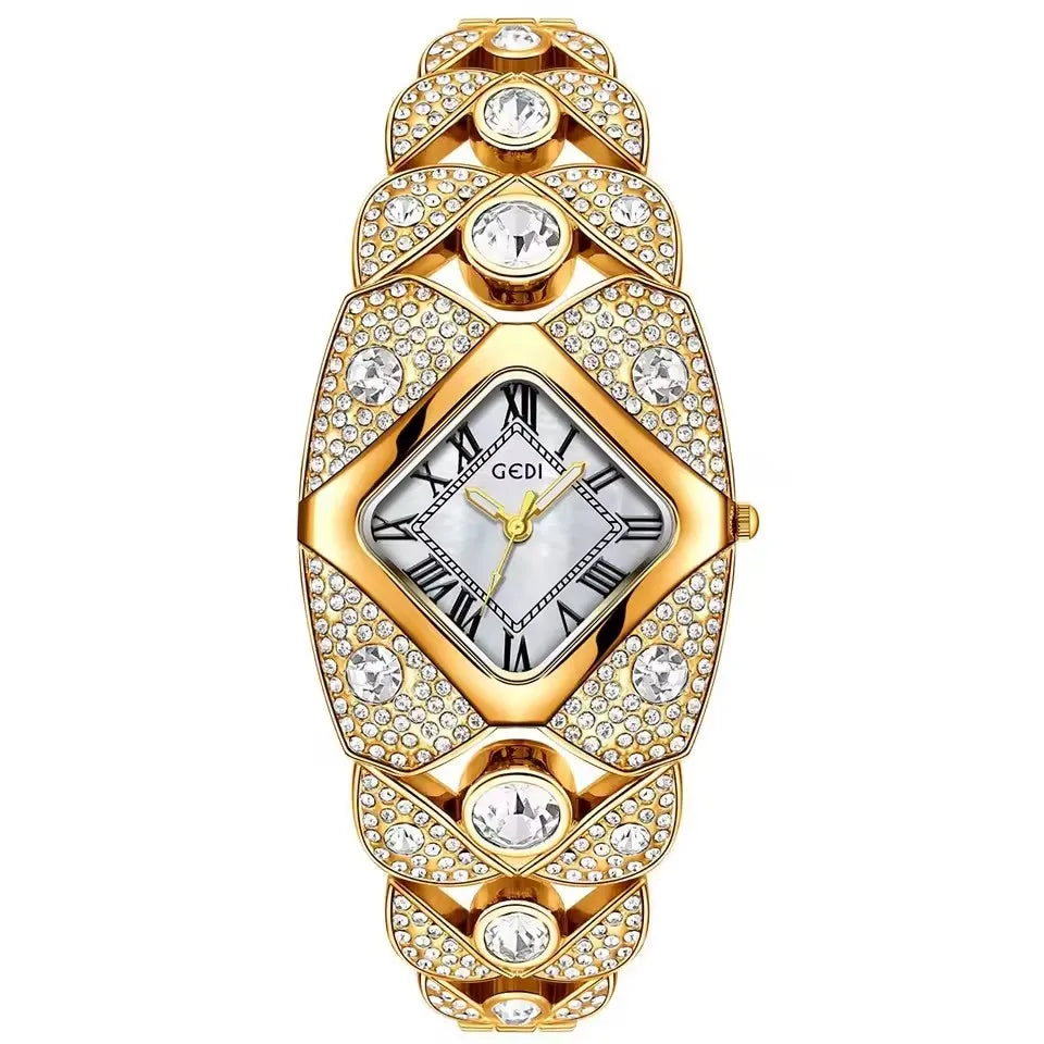 GEDI L008 Women’s Bracelet Watch – Elegant Rhinestone Luxury Quartz Wristwatch | Fashion High‑Quality Ladies’ Watch & Perfect Gift