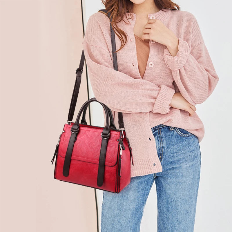 Luxury PU Leather Tote Bag for Women – Vintage-Style Handbag and Fall Crossbody Bag
