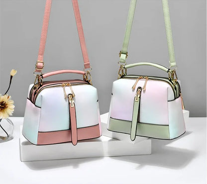 Gradient Color Korean Style Women's Shoulder Bag – Fashionable PU Shoulder Bag with Zipper Closure and Chain Design Suzy