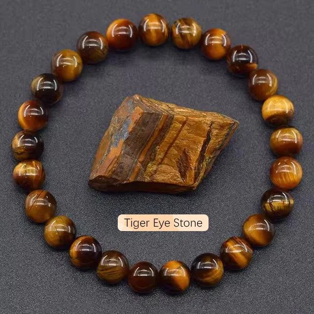 8mm Natural Stone Beaded Bracelet | Fashion Crystal Elastic Stretch Jewelry Gift Nia