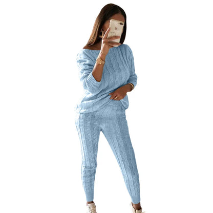 Women's Multi-Color Turtleneck Sweater Set - Drop Shoulder Knitwear for Comfortable Fall Fashion Lavinia