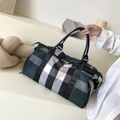 Nylon Travel Bag for Women – Designer Weekend Handbag with Zipper Closure, Gym, Yoga, and Carry-On Tote