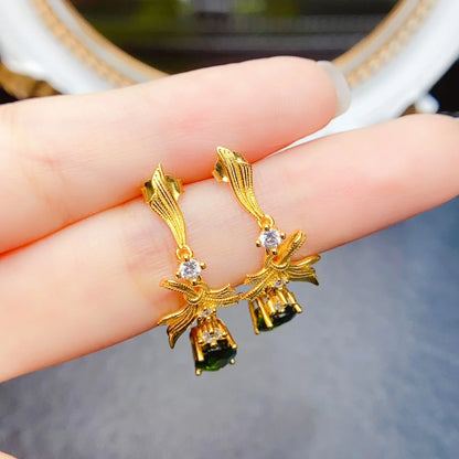 Natural Diopside Gemstone Earrings – 925 Sterling Silver Elegant Jewelry for Women | Unique Wedding or Anniversary Gift