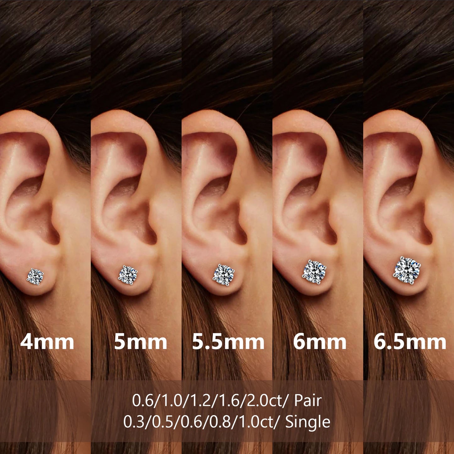Sparkly Moissanite Stud Earrings - 925 Sterling Silver & 14K White Gold Jewelry for Men and Women