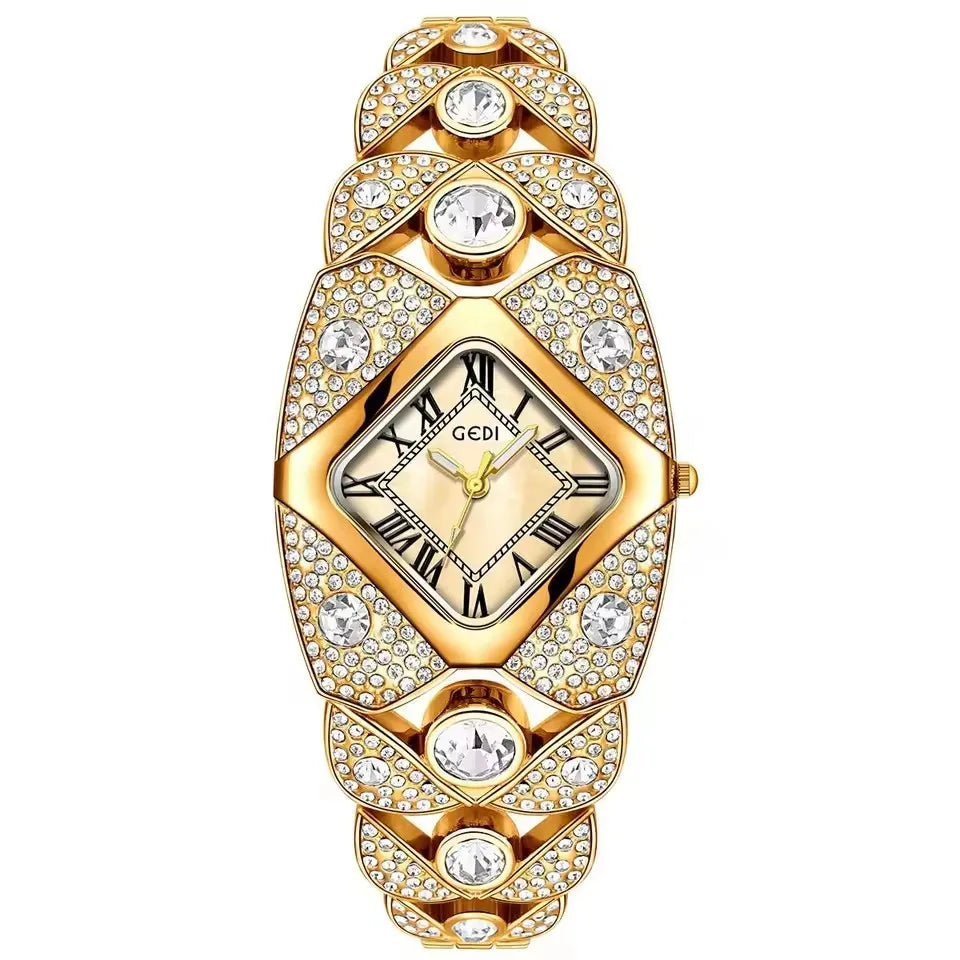 GEDI L008 Women’s Bracelet Watch – Elegant Rhinestone Luxury Quartz Wristwatch | Fashion High‑Quality Ladies’ Watch & Perfect Gift