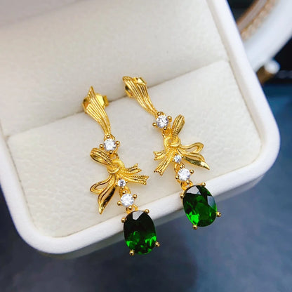 Natural Diopside Gemstone Earrings – 925 Sterling Silver Elegant Jewelry for Women | Unique Wedding or Anniversary Gift