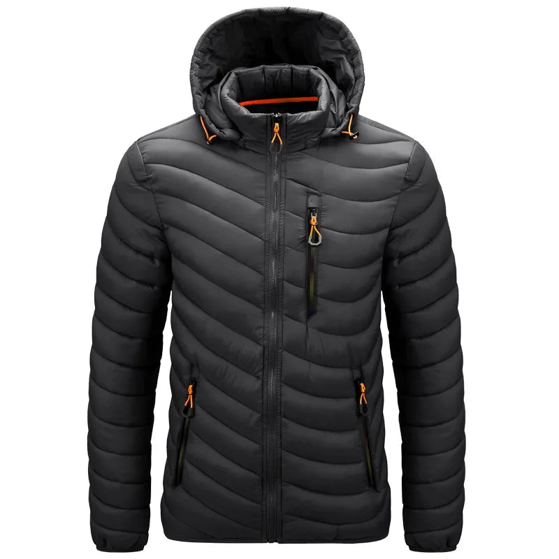 Men's Hooded Casual Cotton Light Down Jacket - Warm Winter Coat & Trench Perrin