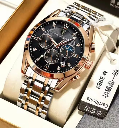 POEDAGAR 820 Men's Sport Watch – Genuine Leather Quartz Wristwatch, Waterproof, Luminous, and Stylish Relojes Para Hombre Olivier