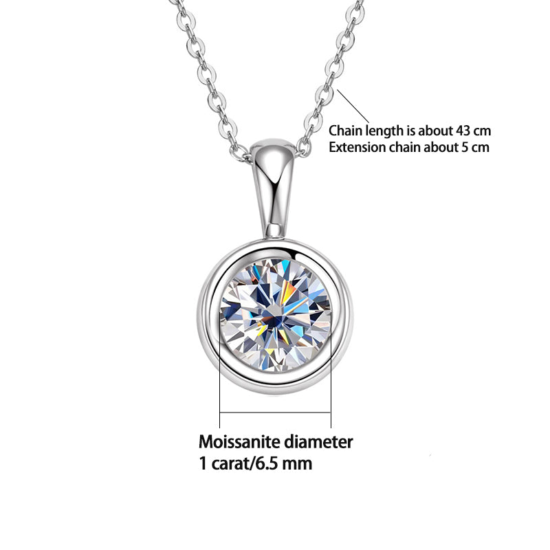 Women’s 1 Carat Moissanite Pendant Necklace in 925 Sterling Silver – Elegant Wedding & Gift Jewelry Calla