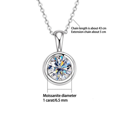 Women’s 1 Carat Moissanite Pendant Necklace in 925 Sterling Silver – Elegant Wedding & Gift Jewelry Calla