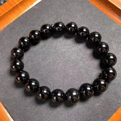 Natural Black Tourmaline Crystal Bracelet – 10MM Healing Beads | Perfect Gift for Energy Protection & Wellness