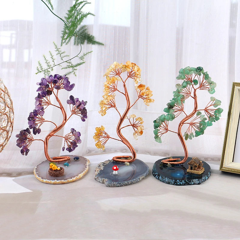 Natural Healing Crystals Tree – Amethyst & Rose Quartz for Home Decor
