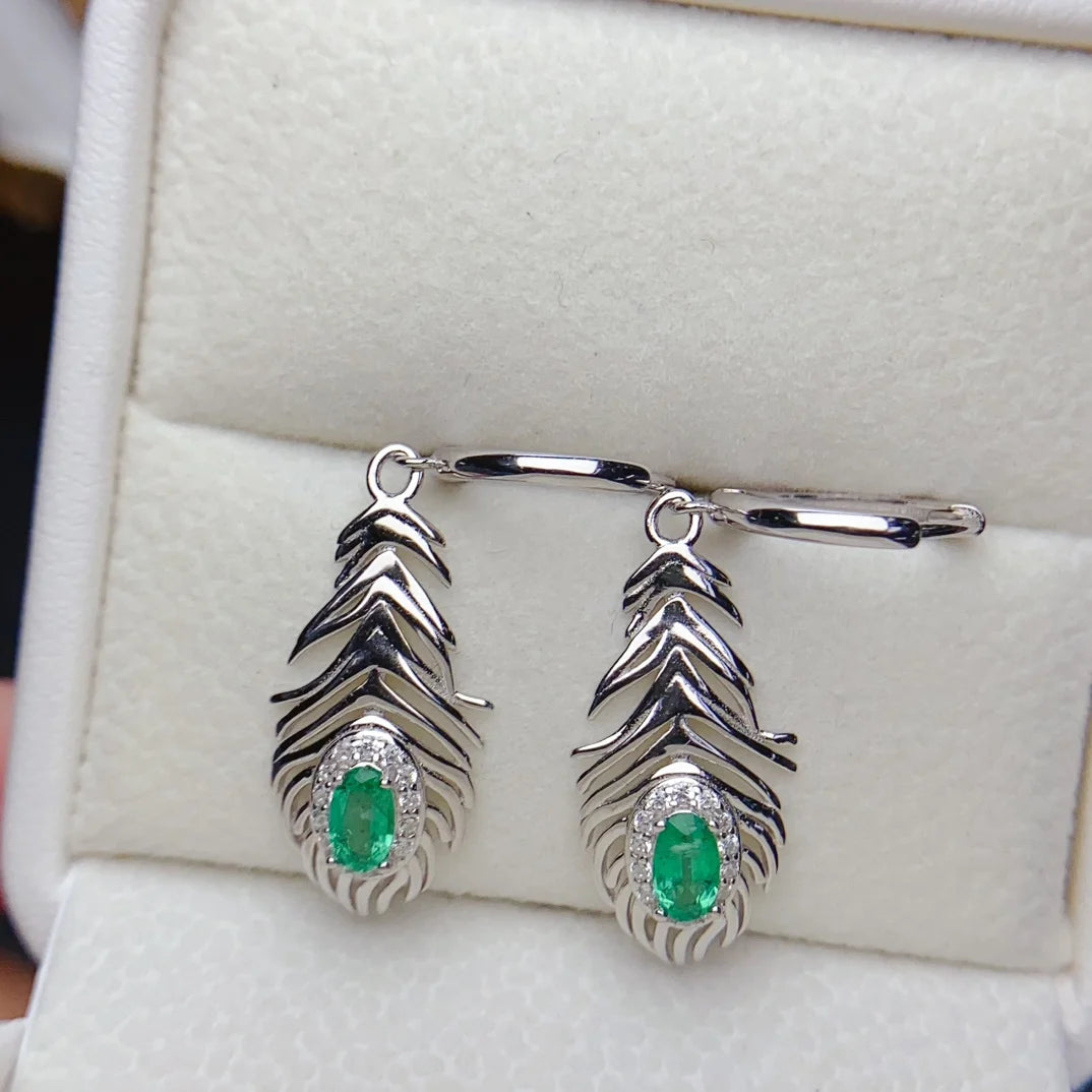 Emerald Earrings 925 Sterling Silver – Dainty Green Gemstone Studs for Women | Luxury Wedding & Party Jewelry