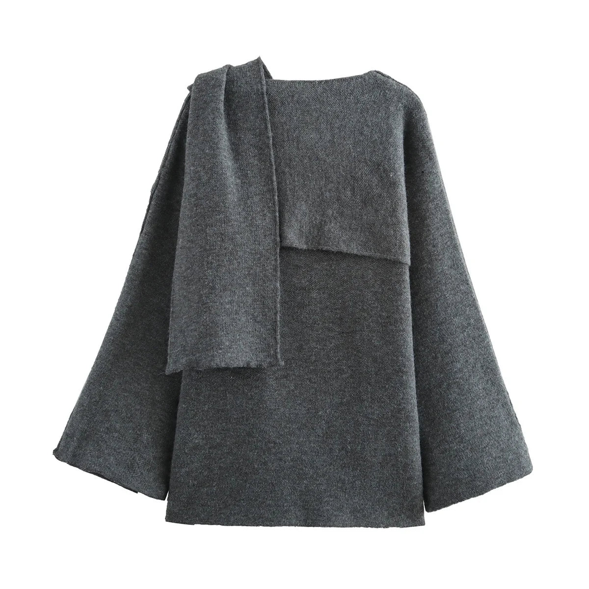 Women's Cape-Style Cropped Coat – Vintage Long Sleeve Chic Outerwear Clara