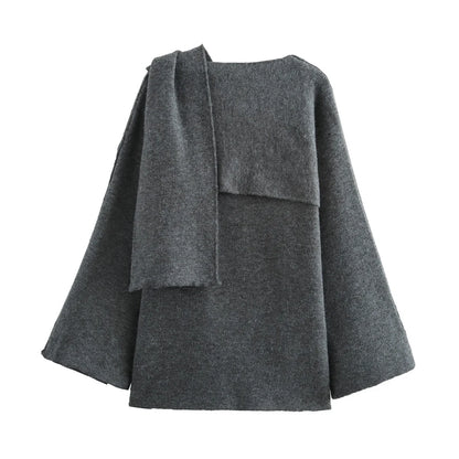 Women's Cape-Style Cropped Coat – Vintage Long Sleeve Chic Outerwear Clara