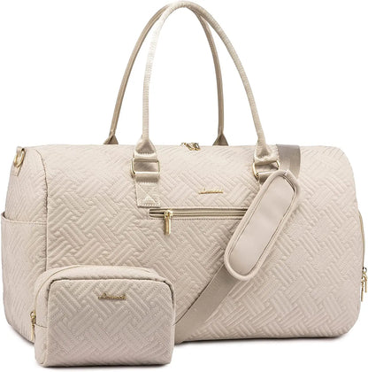 LOVEVOOK 2022 Luxury Quilted Weekender Duffel Bag - Custom Canvas Travel Bag for Men & Women Glazy