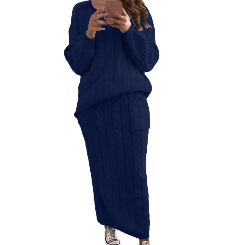 Women's Multi-Color Turtleneck Sweater Set - Drop Shoulder Knitwear for Comfortable Fall Fashion Lavinia
