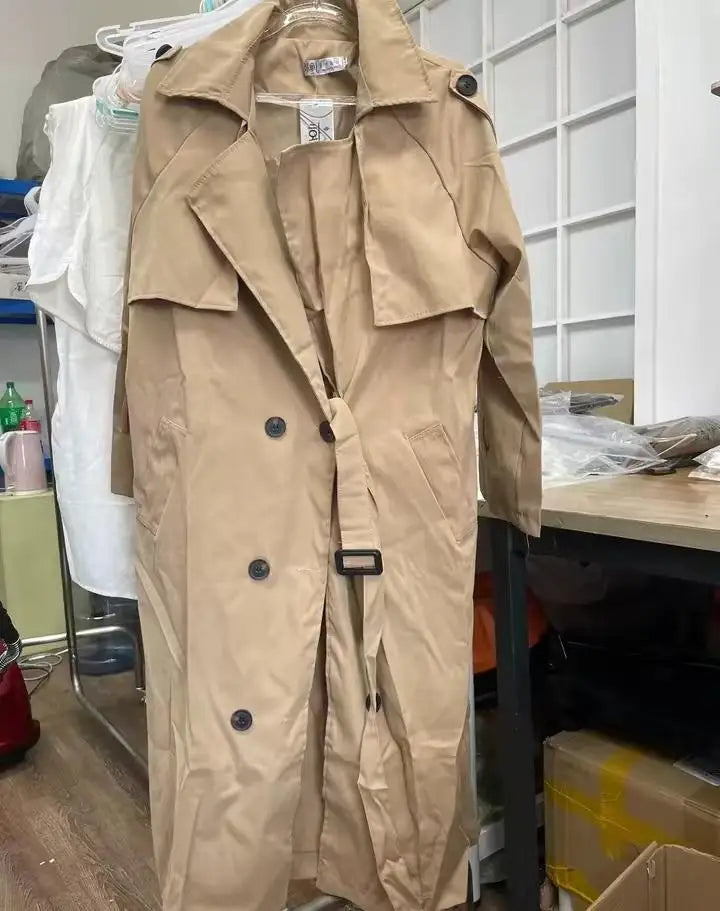 Women's Medium to Long Windbreaker - Korean-Style Loose Casual Coat for Spring & Autumn Cinder