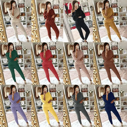 Women's Multi-Color Turtleneck Sweater Set - Drop Shoulder Knitwear for Comfortable Fall Fashion Lavinia