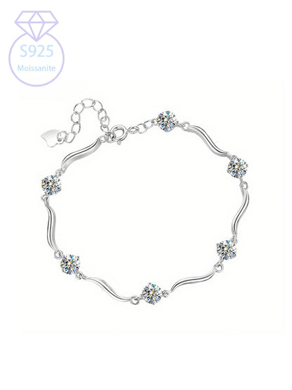 925 Sterling Silver Gold-Plated Bracelet – Cute Moissanite Charm Jewelry for Women, Girls, and Children Colette