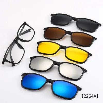 5-in-1 Polarized Magnetic Clip-On Sunglasses for Men & Women – Optical Frame with Magnet Clip-On Sun Glasses Robb