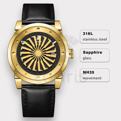 Roulette Men’s Luxury Automatic Watch | Sapphire, Auto Date, Leather Strap, Limited Edition Kelsier