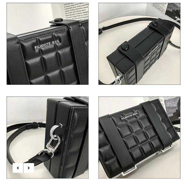 High-End Korean Leather Box Bag – Top-Quality Mini Messenger Bag for Women, Trendy Small Square Handbag with Stylish Design Aline