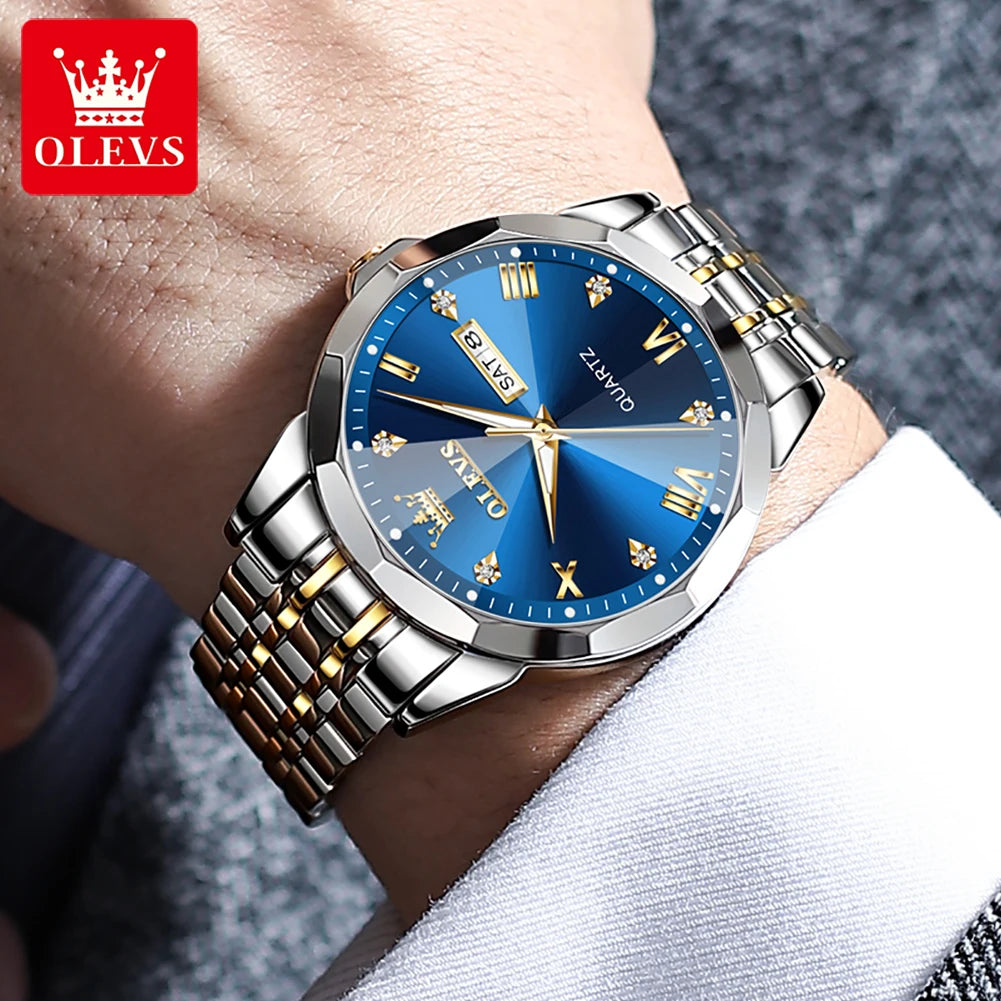 OLEVS 9931 Luxury Business Watch – Waterproof Luminous Quartz Steel Wristwatch for Men